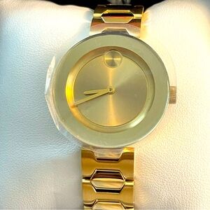 NWT Movado Women's Bold Gold-Tone Stainless Steel Watch 3600382